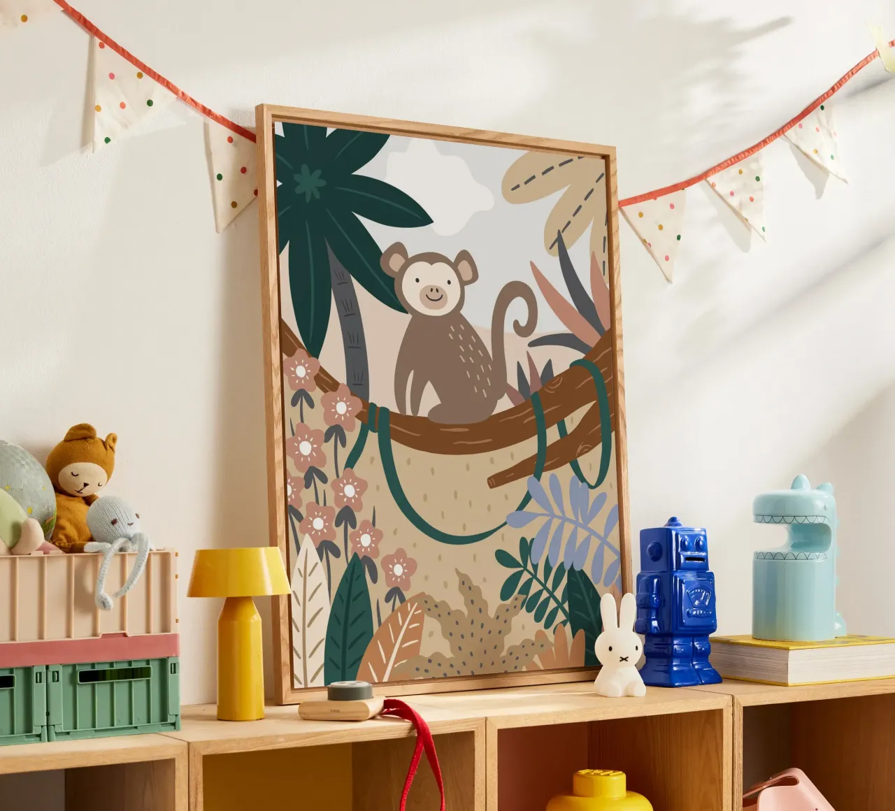 Murale Jungle Monkey Boho, poster per bambini, camera dei bambini plexiglass da Edina Varga Prints