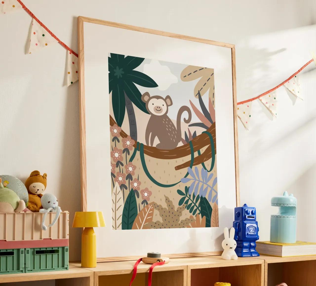 Murale Jungle Monkey Boho, poster per bambini, camera dei bambini carta hahnemühle da Edina Varga Prints