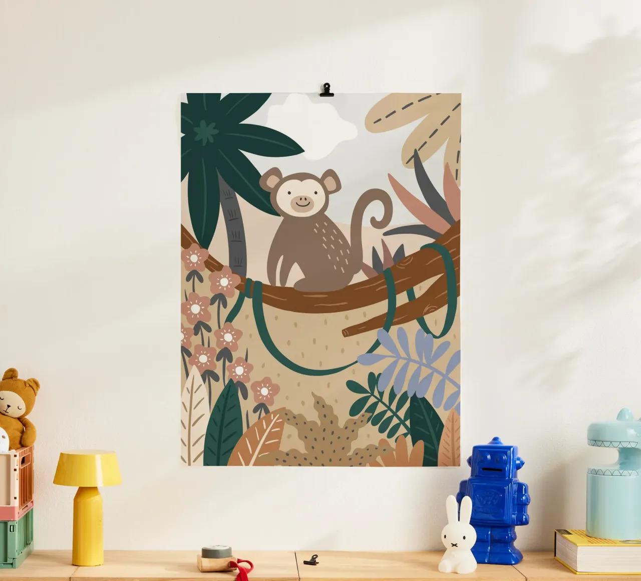 Murale Jungle Monkey Boho, poster per bambini, camera dei bambini carta hahnemühle da Edina Varga Prints