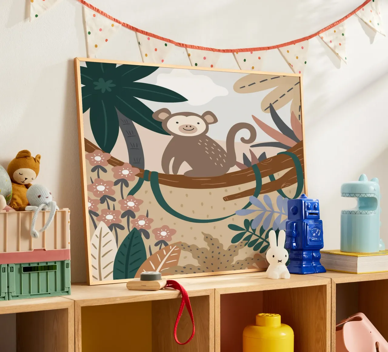 Murale Jungle Monkey Boho, poster per bambini, camera dei bambini carta hahnemühle da Edina Varga Prints