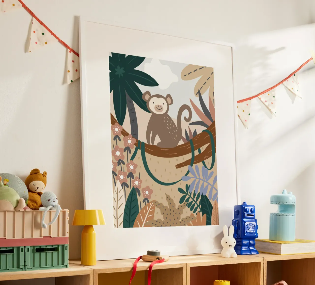 Murale Jungle Monkey Boho, poster per bambini, camera dei bambini carta hahnemühle da Edina Varga Prints