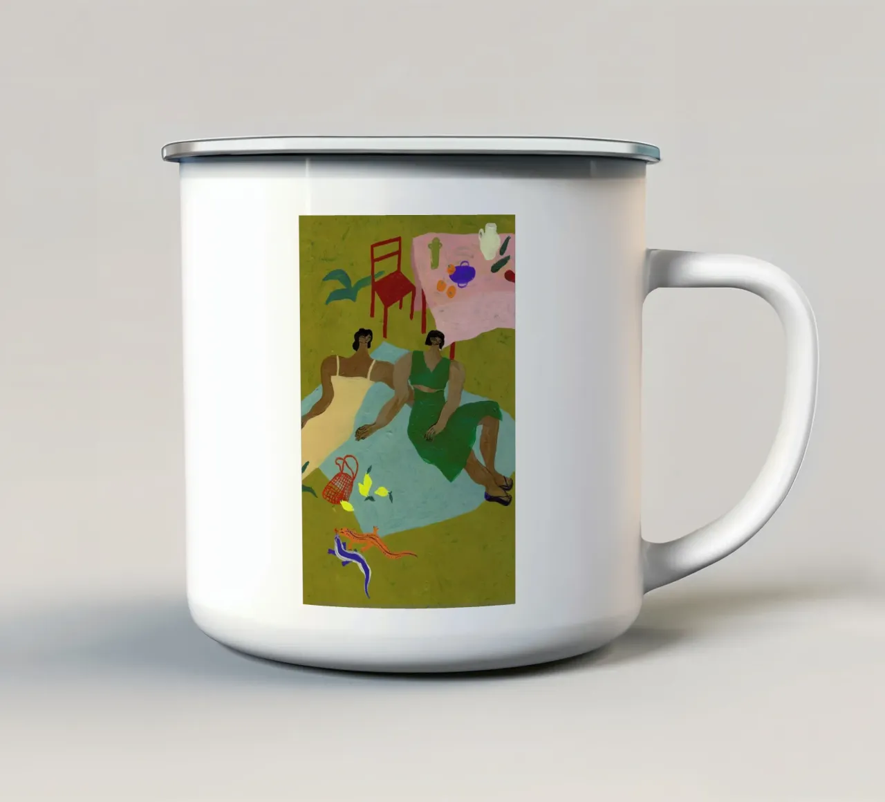 Do Lizards fall in Love tazza in smalto da Nudes and Croissants