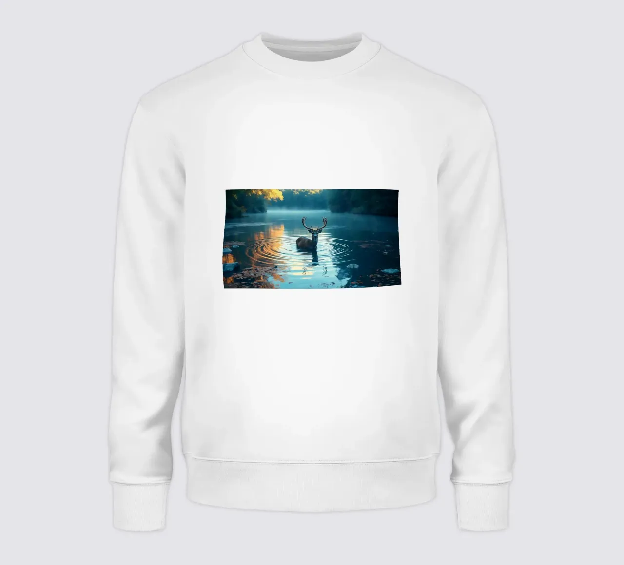 Hirsche in einem ruhigen Fluss Sweatshirt von Wild Beauty