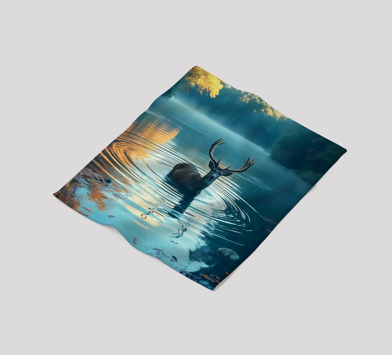 Cervi in un fiume tranquillo coperta in pile da Wild Beauty