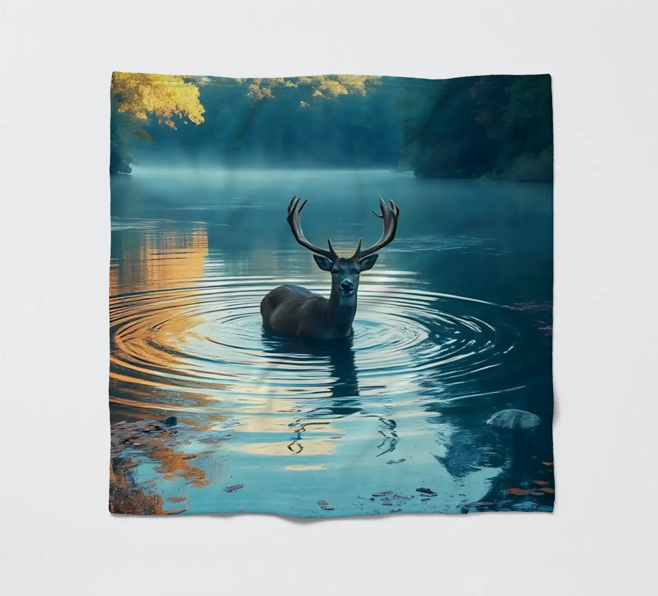 Cervi in un fiume tranquillo coperta in pile da Wild Beauty