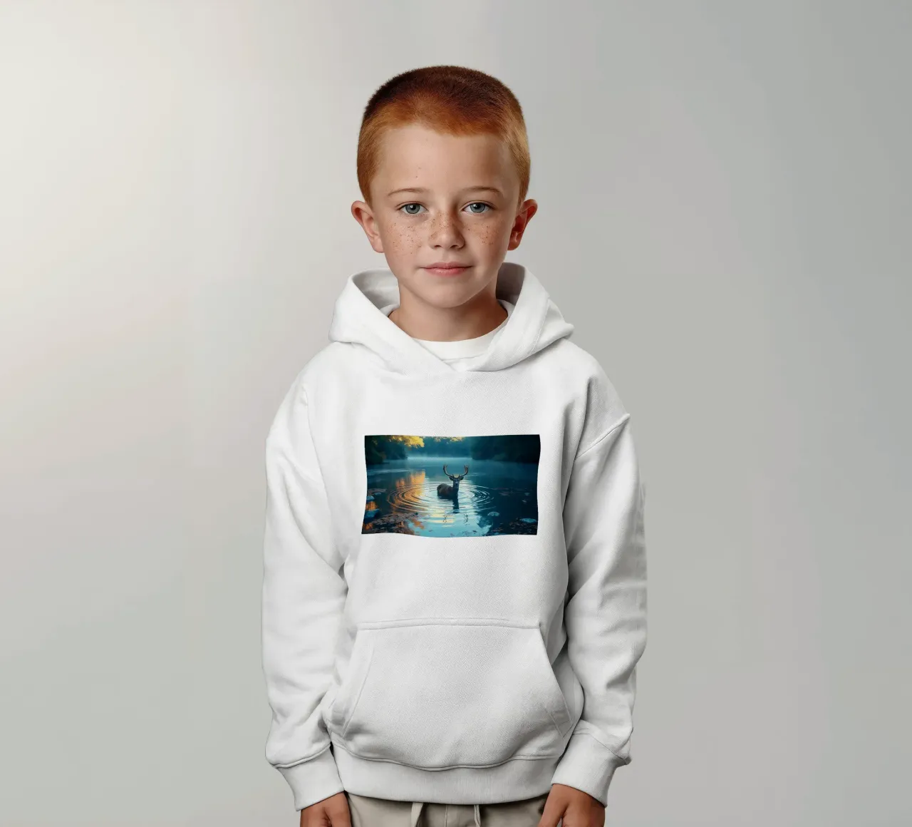 Cervi in un fiume tranquillo felpa bambino con cappuccio da Wild Beauty