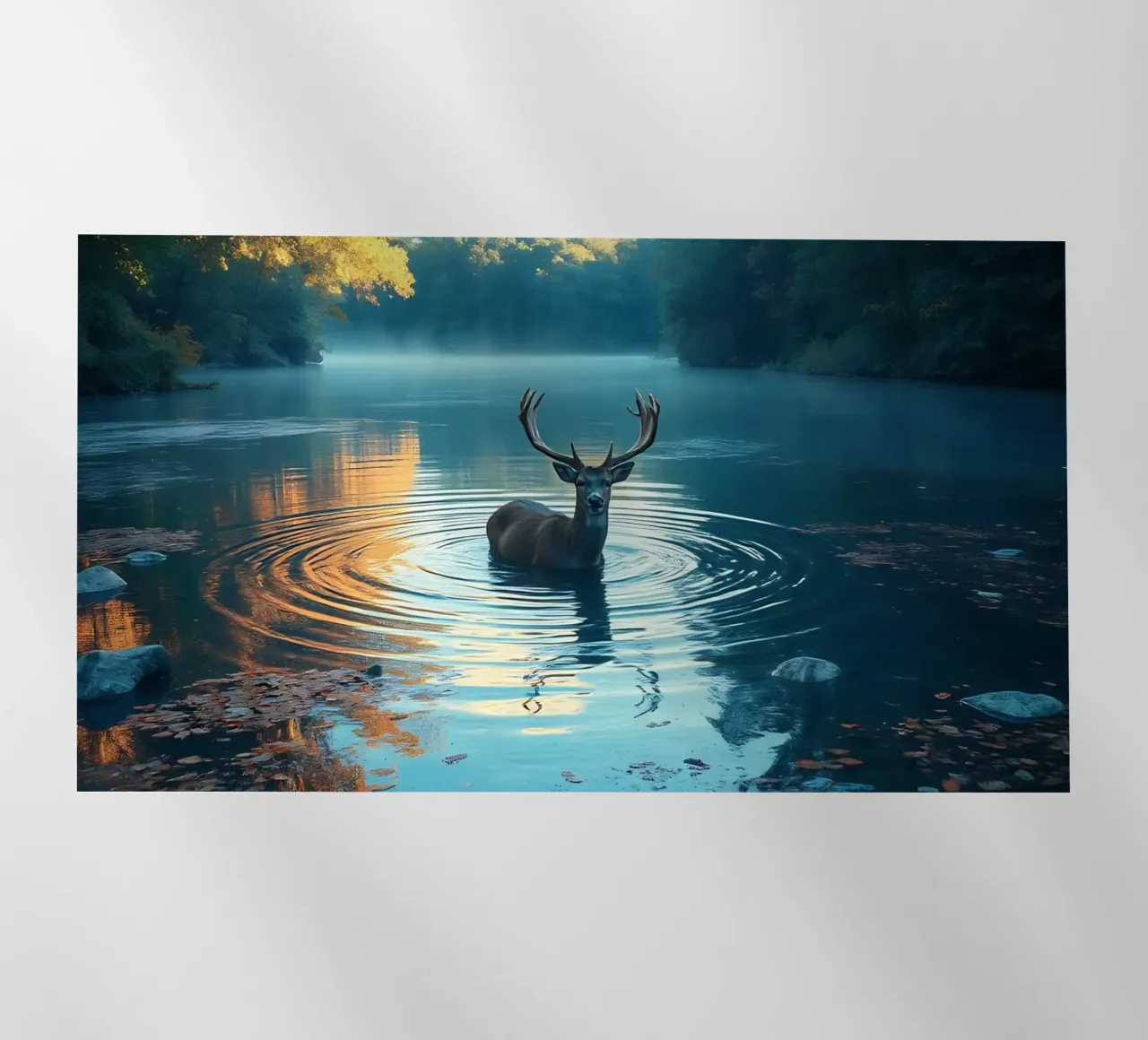 Cervi in un fiume tranquillo pellicola backlit da Wild Beauty