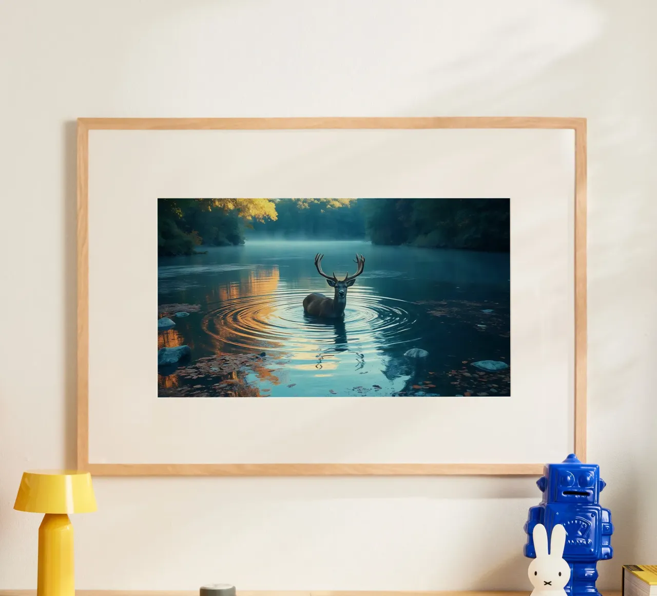 Cervi in un fiume tranquillo carta hahnemühle da Wild Beauty