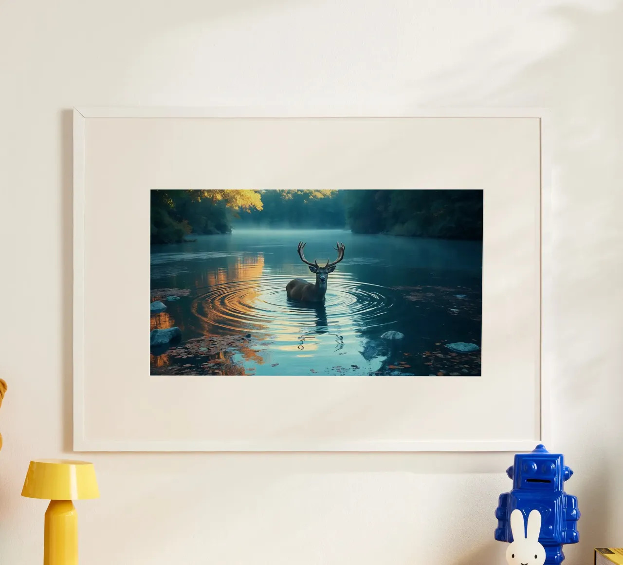 Cervi in un fiume tranquillo carta hahnemühle da Wild Beauty