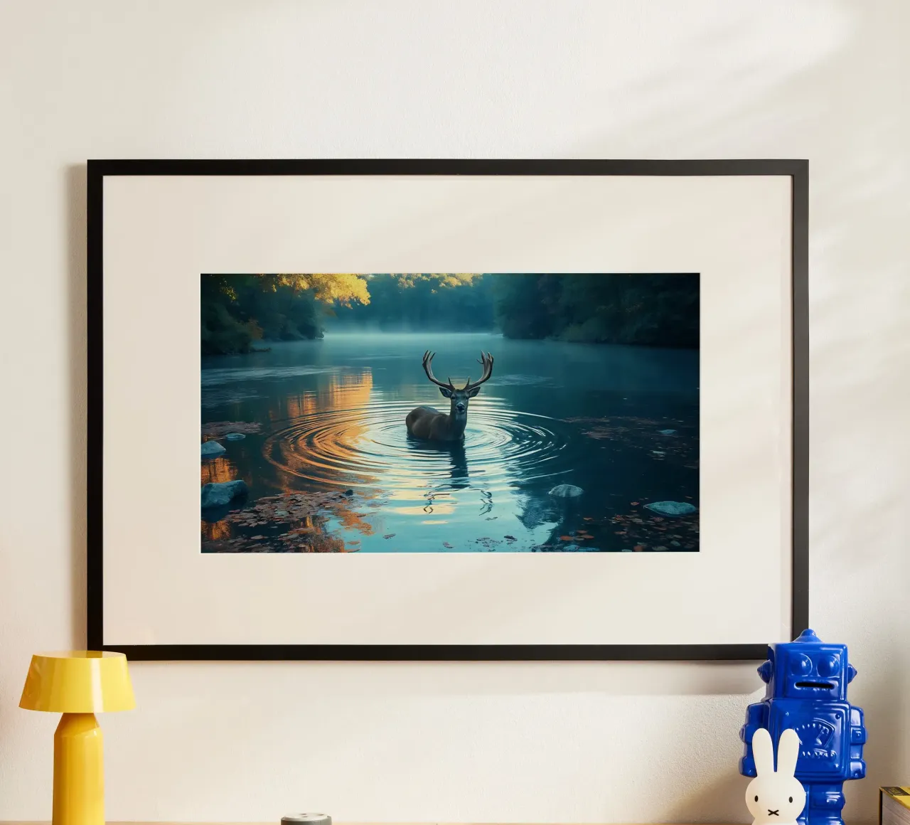 Cervi in un fiume tranquillo carta hahnemühle da Wild Beauty