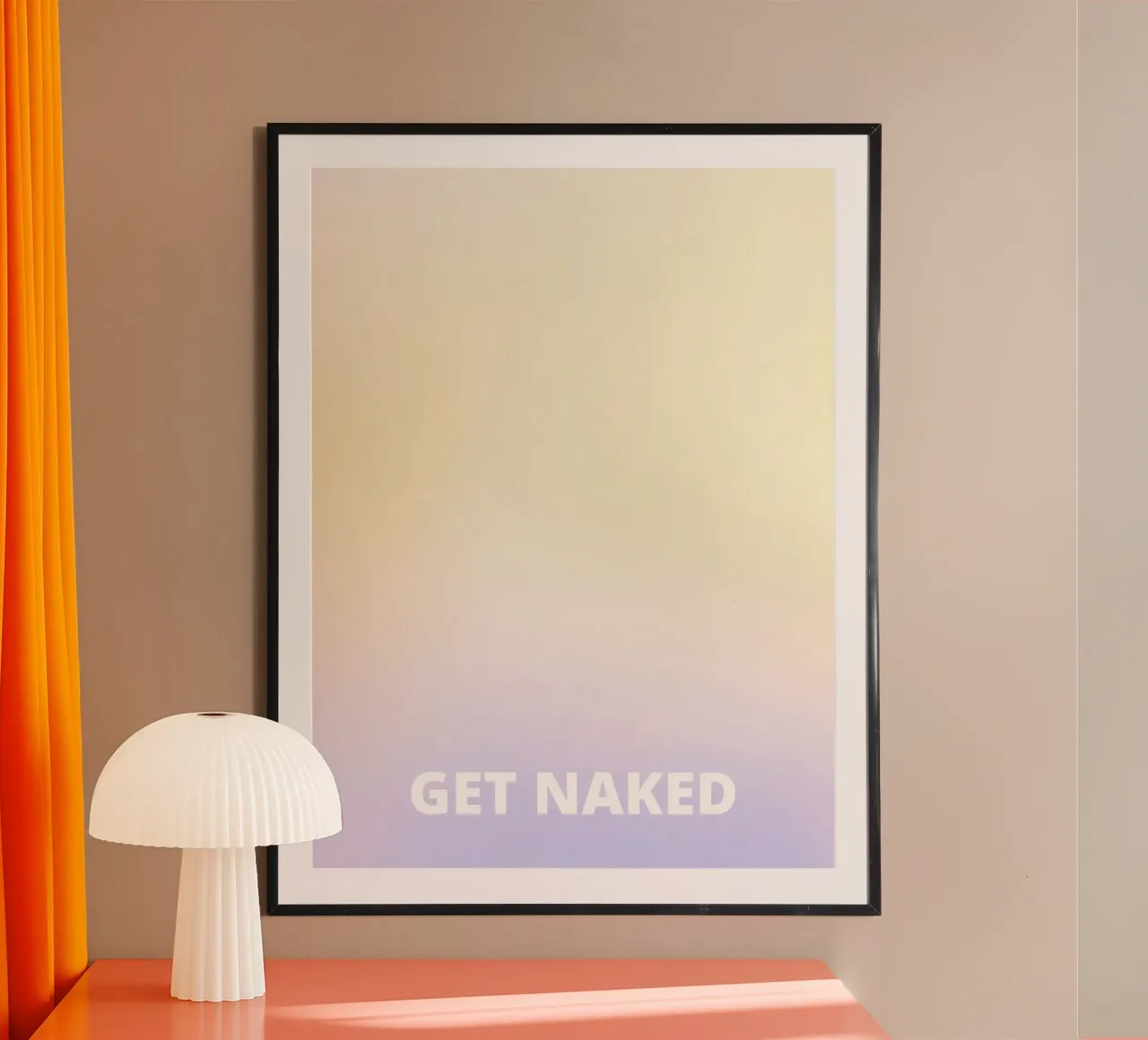 Get Naked poster con telaio in legno da Words by Niki