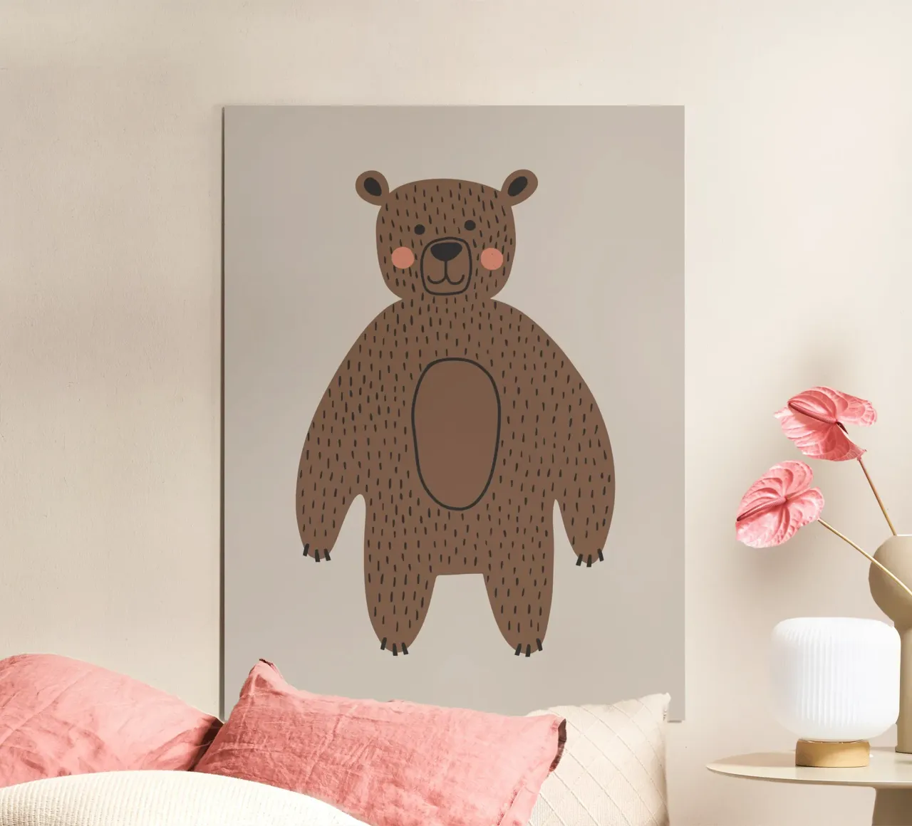 Orso bruno Boho murale, poster per bambini, camera dei bambini poster con telaio in legno da Edina Varga Prints