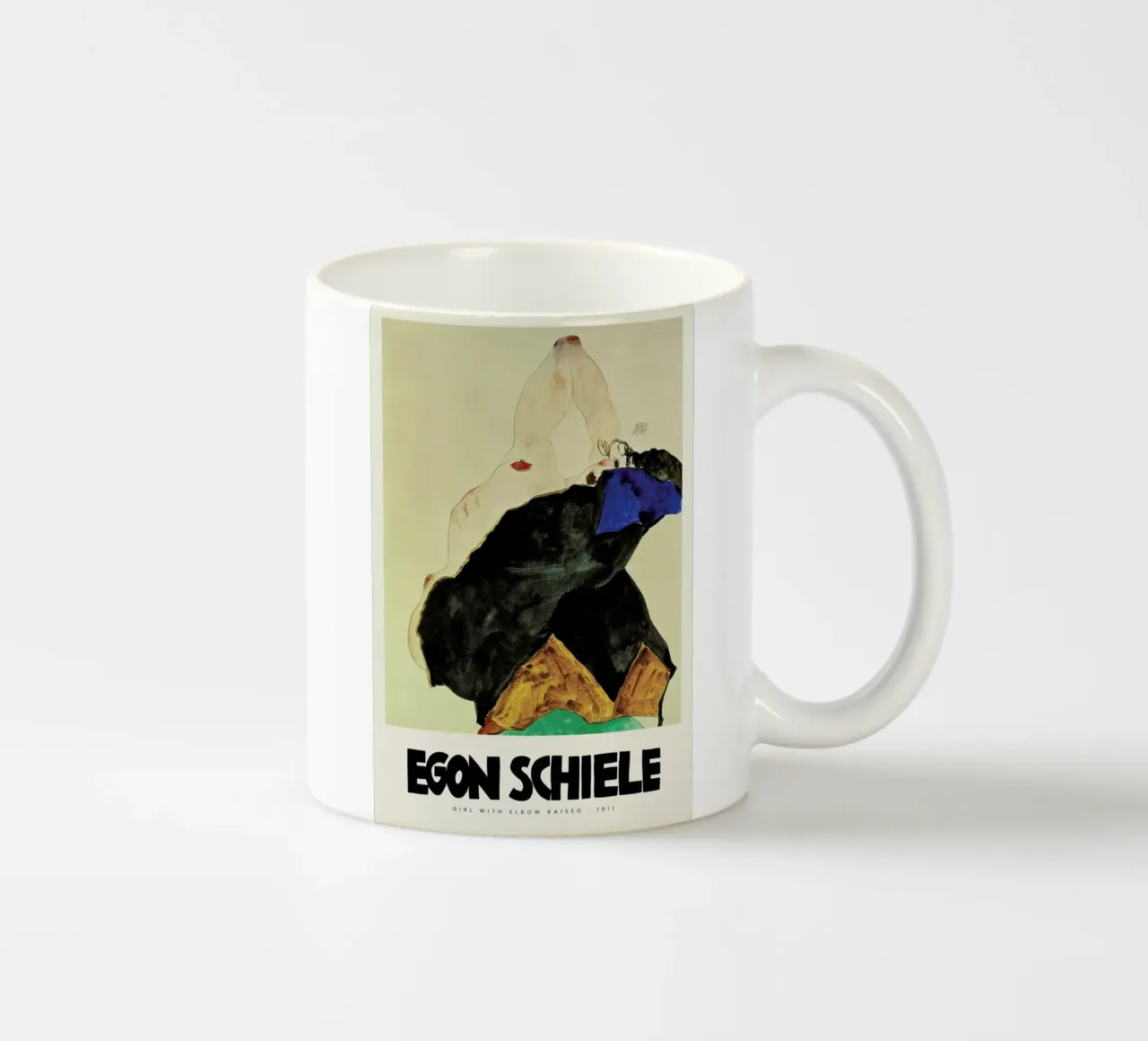 Schiele - Girl With Elbow Raised II tazza in ceramica da Vintage by JUNIQE