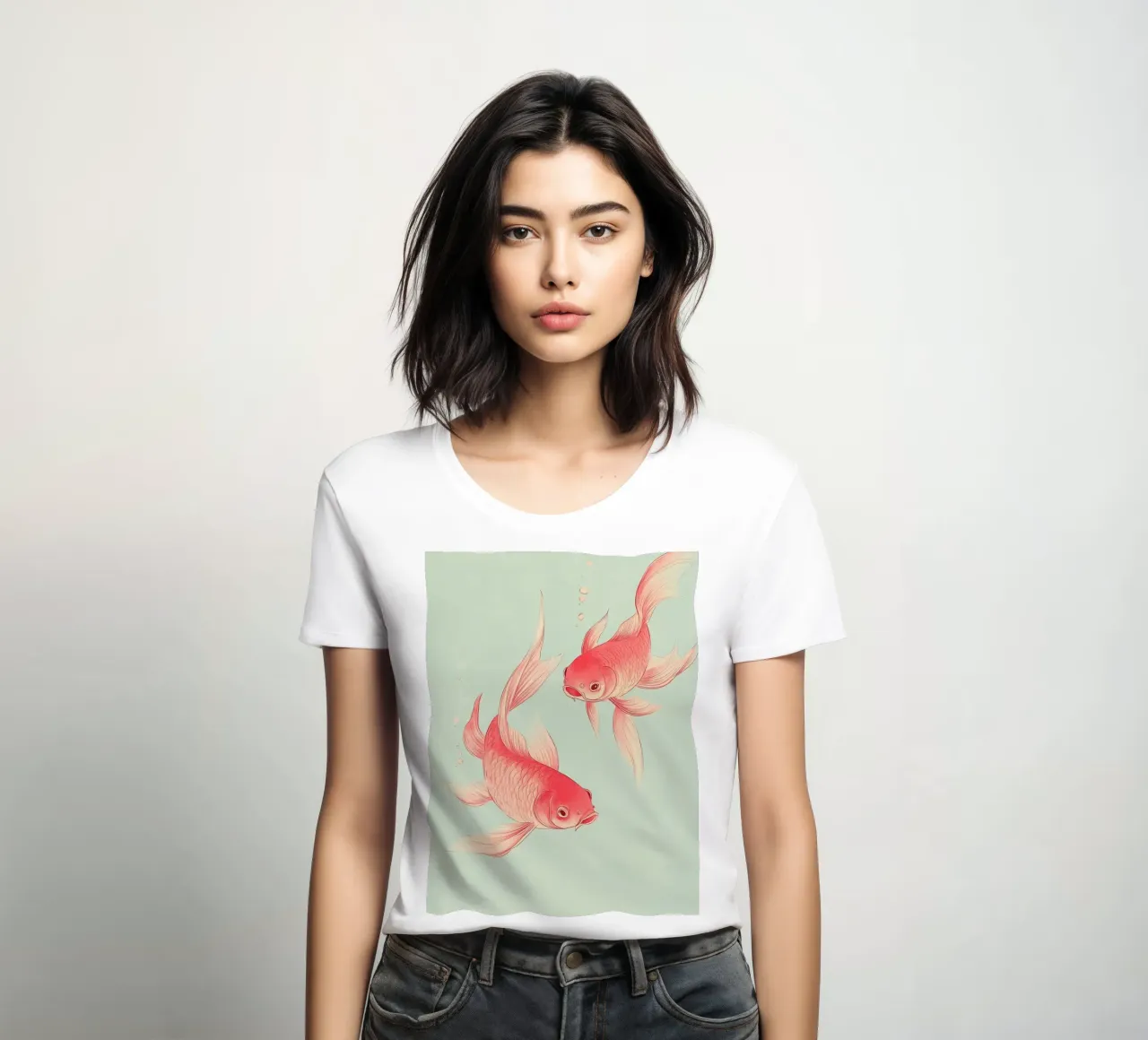 Red koi fish women's fitted t-shirt by IamHomeStudio