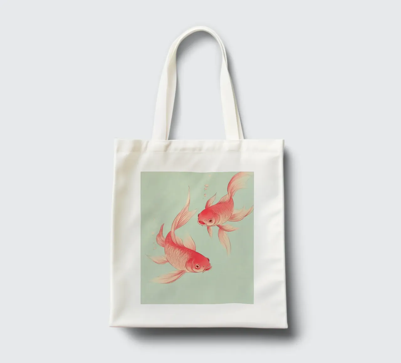 Red koi fish tote bag by IamHomeStudio