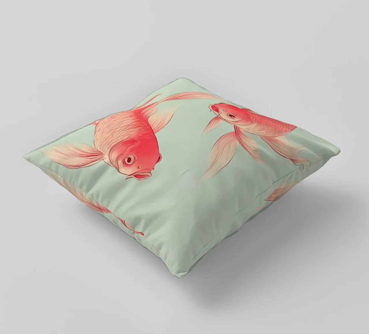 Red koi fish decorative cushion by IamHomeStudio