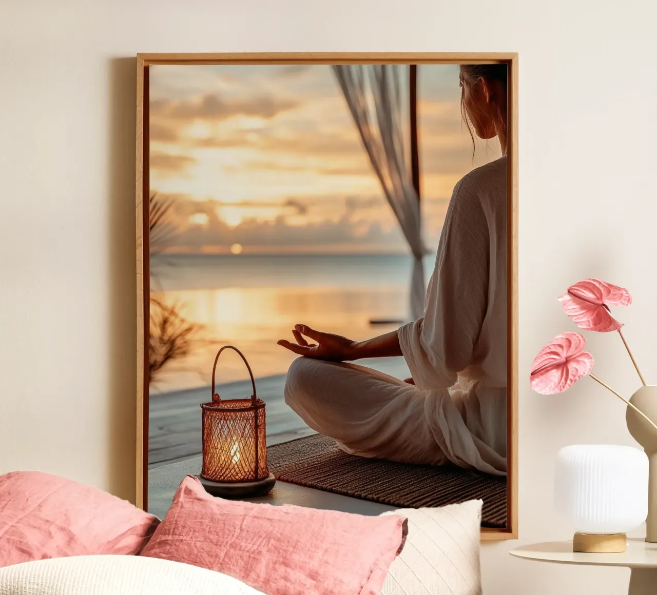 Lujo neutro lienzo con Marco flotante de PhotoVibe Decor