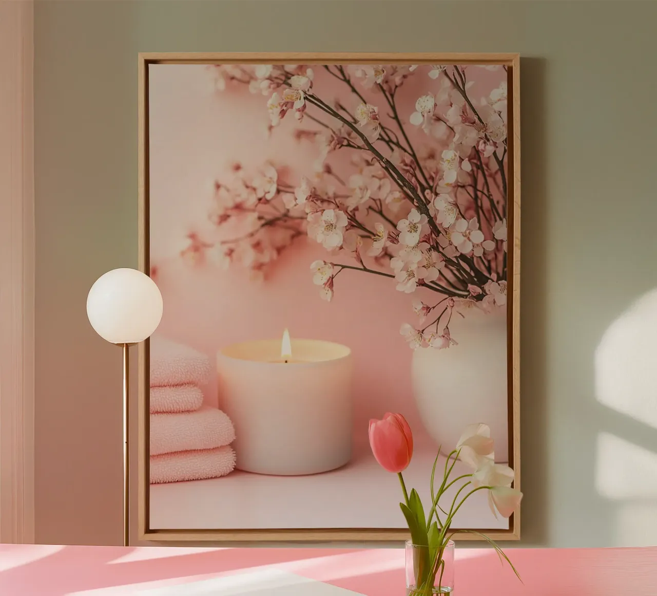 Blush Serenity tela con Cornice a cassetta da PhotoVibe Decor