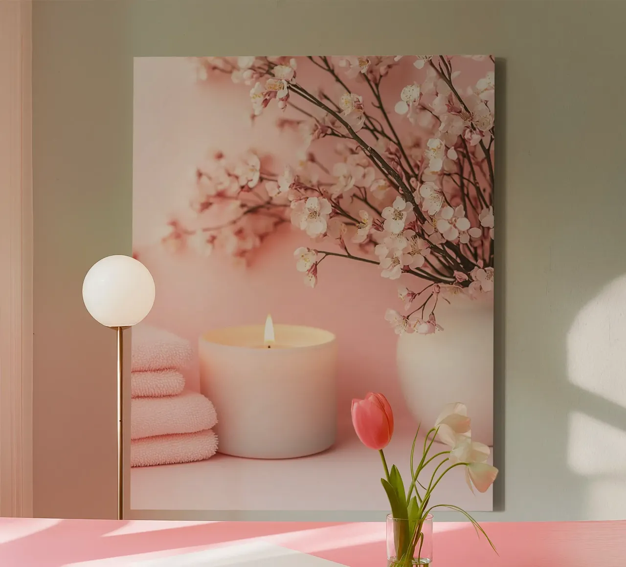 Blush Serenity tela con Cornice a cassetta da PhotoVibe Decor
