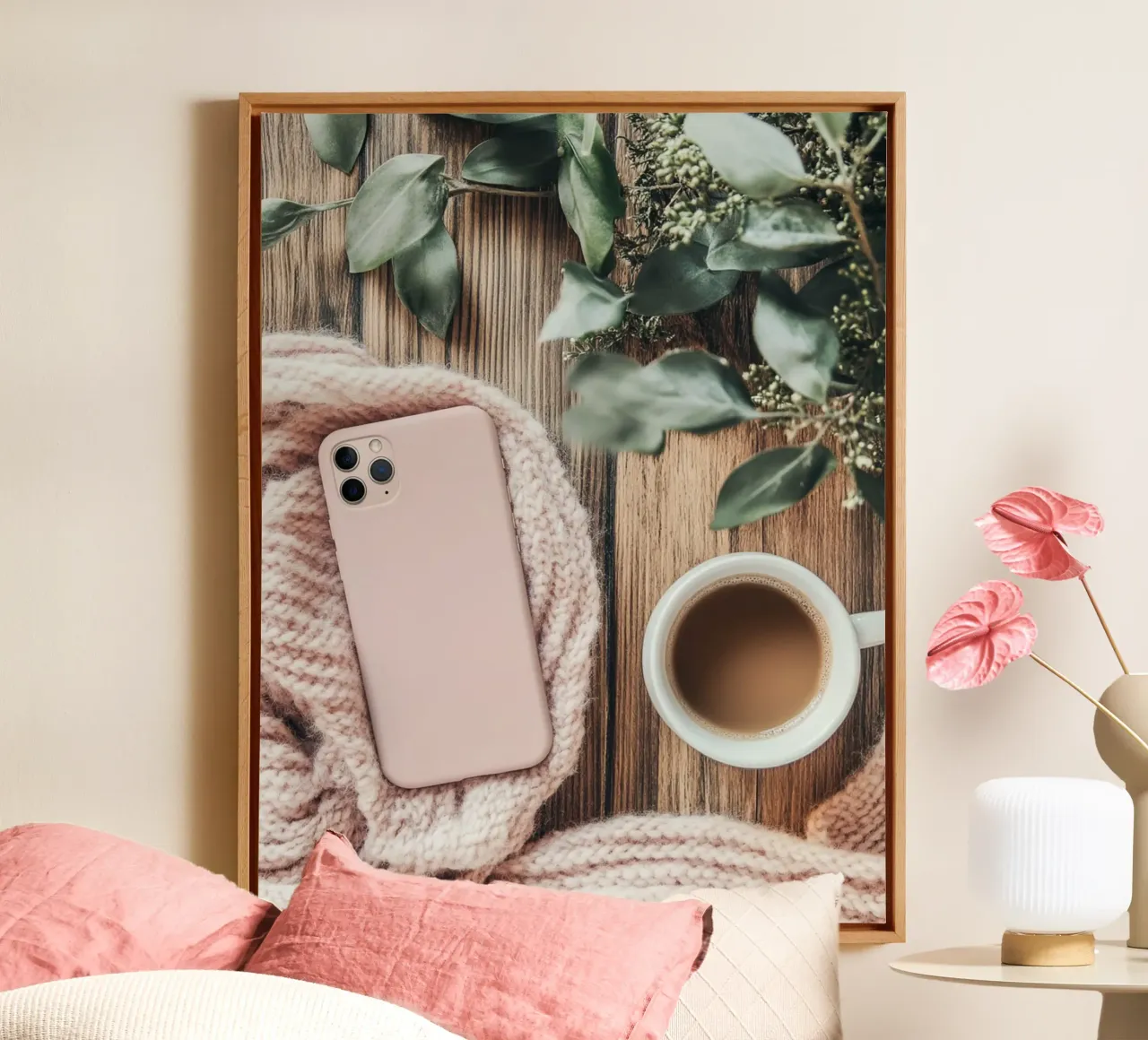 Blush Serenity tela con Cornice a cassetta da PhotoVibe Decor