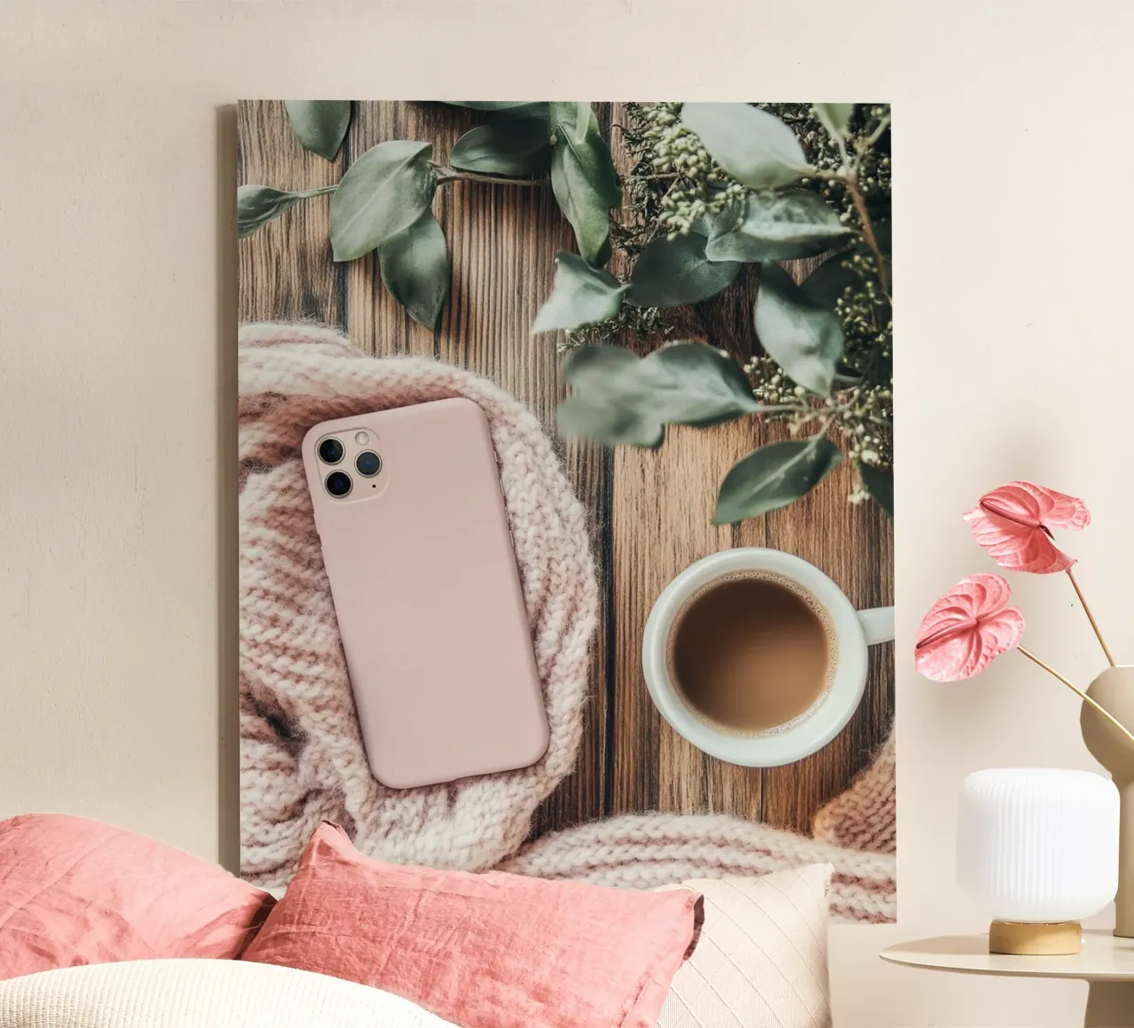 Blush Serenity tela con Cornice a cassetta da PhotoVibe Decor