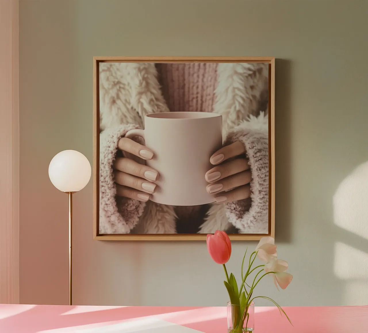 Blush Serenity tela con Cornice a cassetta da PhotoVibe Decor