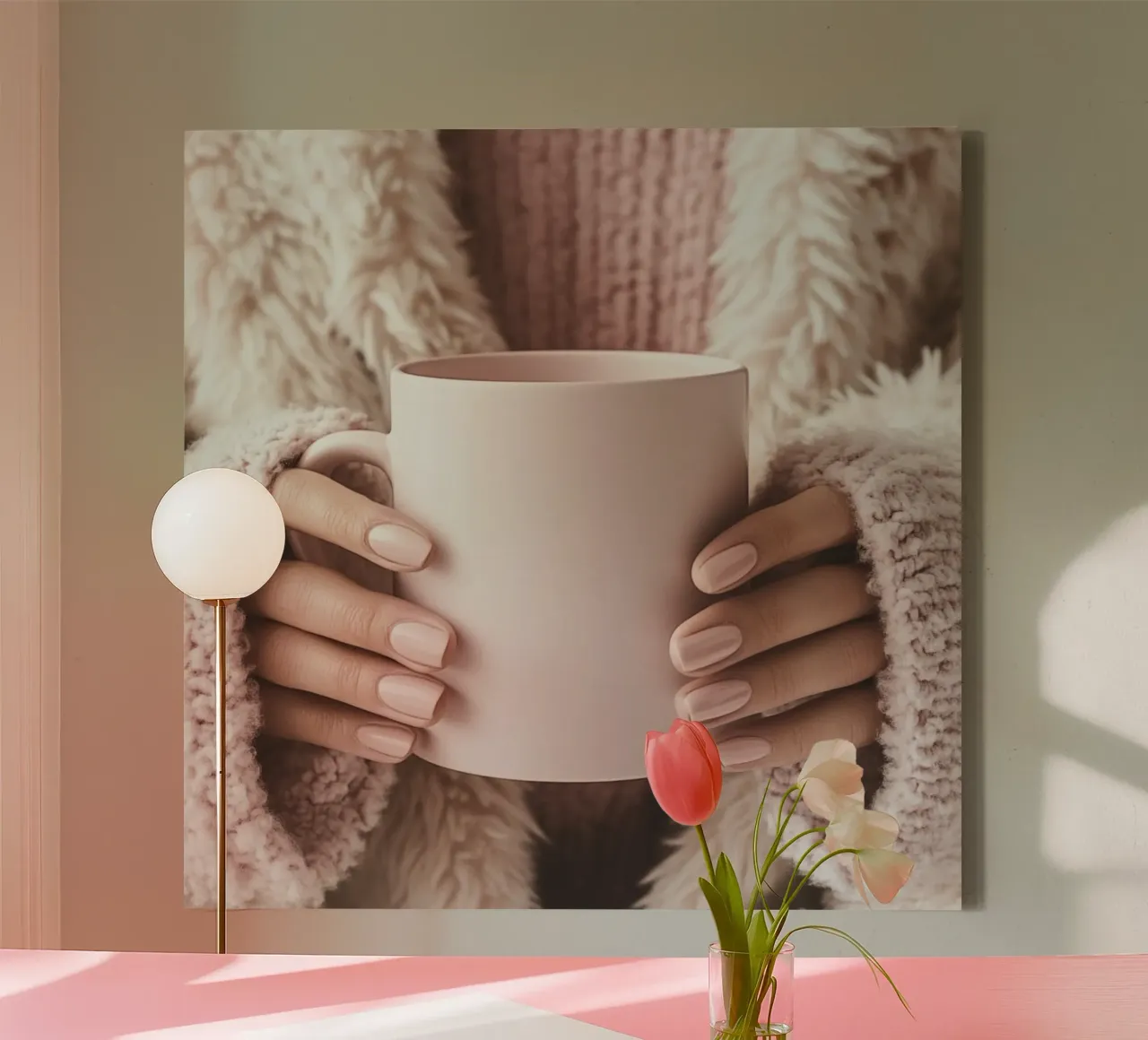 Blush Serenity tela con Cornice a cassetta da PhotoVibe Decor