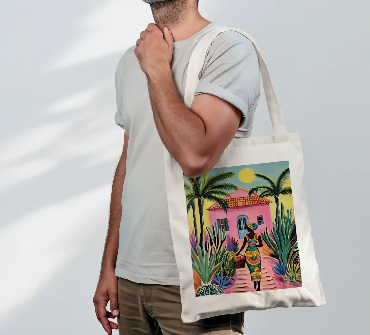 Donna afrocentrica colorata borsa in juta da IamHomeStudio