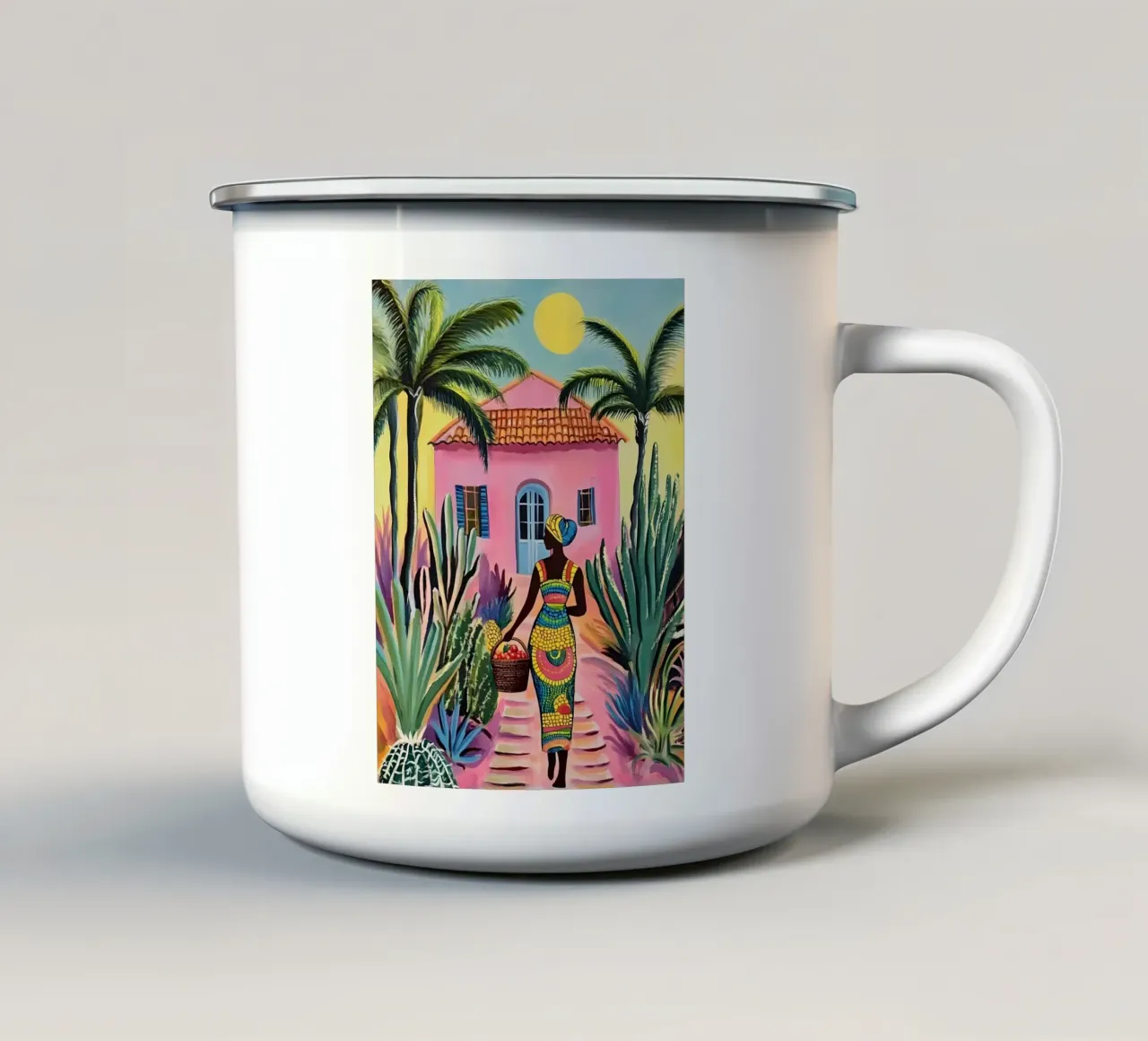 Donna afrocentrica colorata tazza in smalto da IamHomeStudio