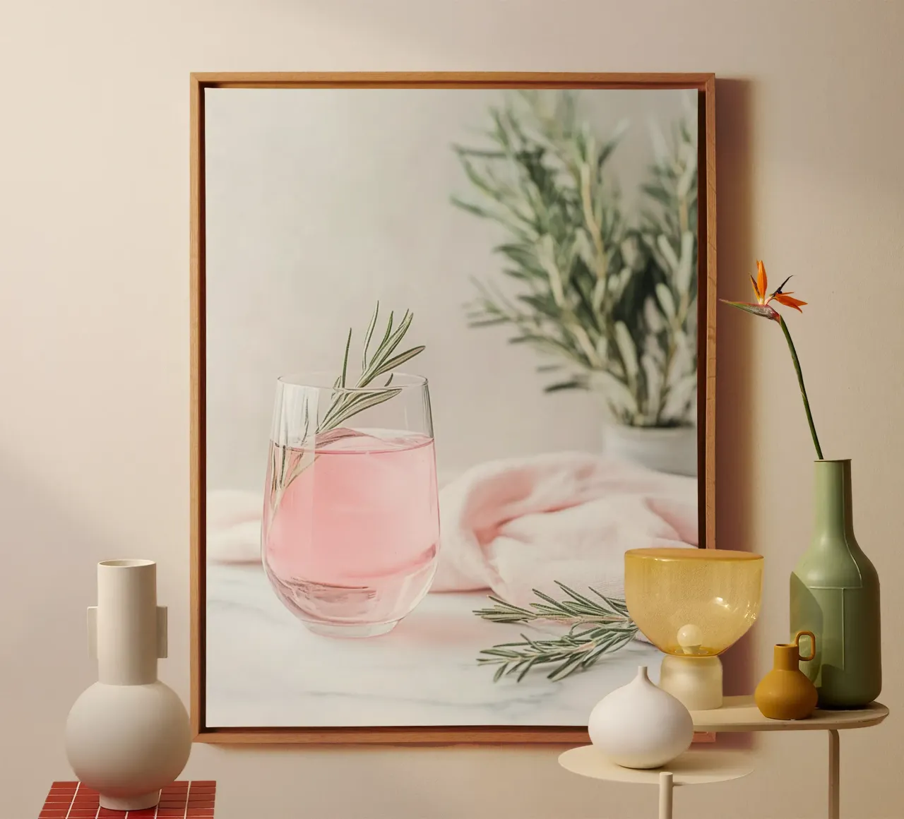Blush Serenity canvas met Baklijst van PhotoVibe Decor
