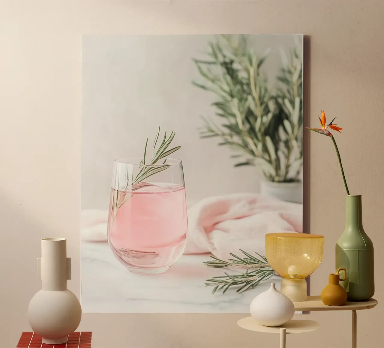 Blush Serenity canvas met Baklijst van PhotoVibe Decor