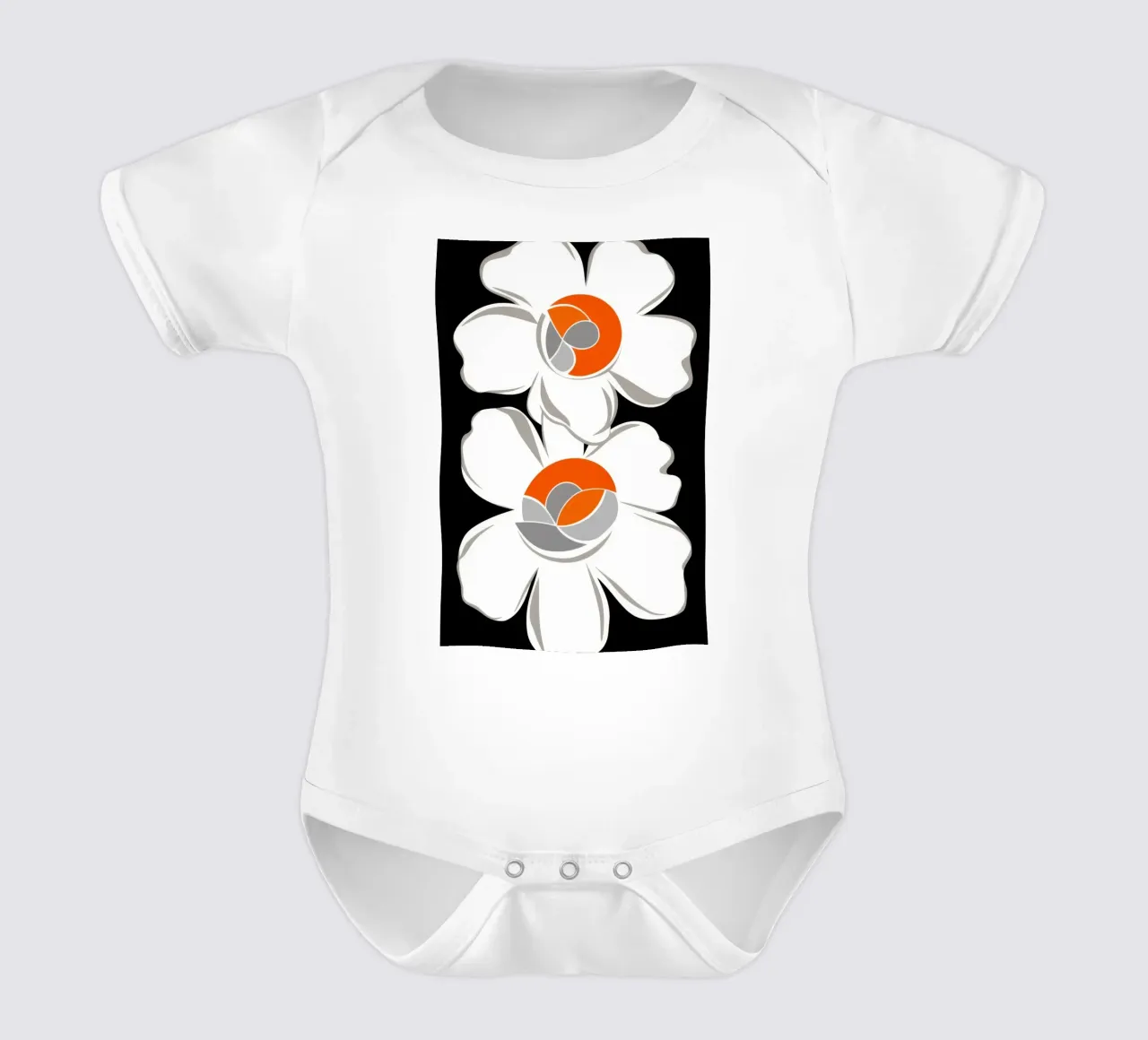 Modernist Bloom Stack short-sleeve baby romper by Moonlite Desire