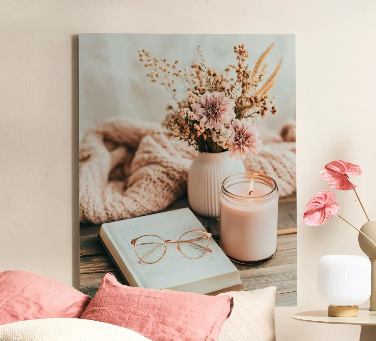Blush Serenity tela con Cornice a cassetta da PhotoVibe Decor