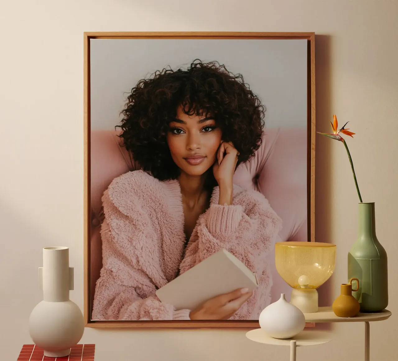 Blush Serenity tela con Cornice a cassetta da PhotoVibe Decor