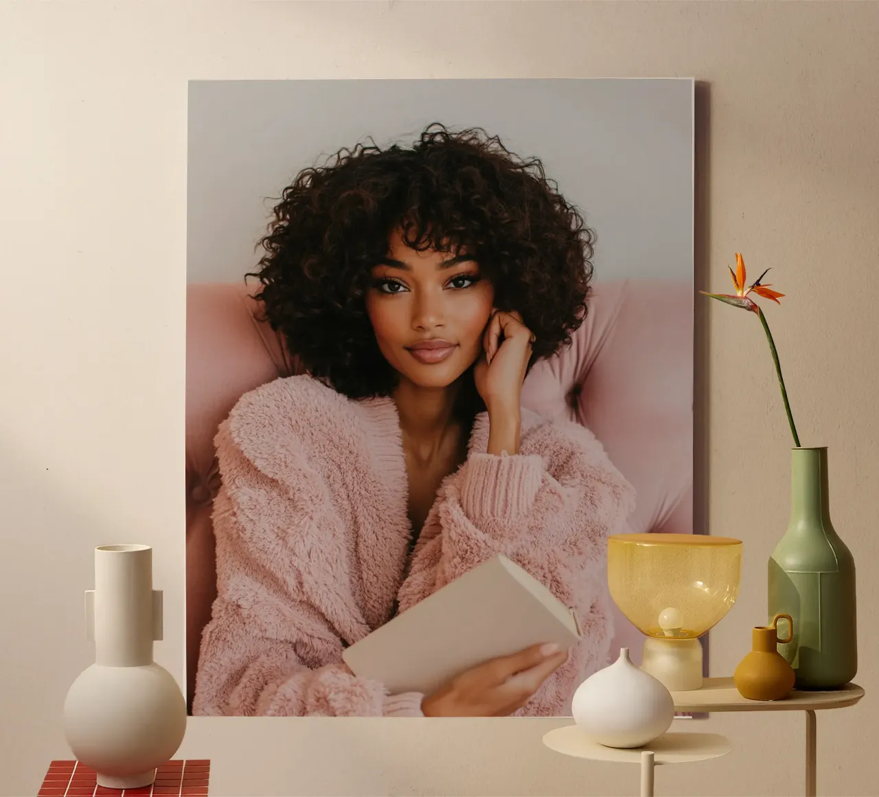 Blush Serenity tela con Cornice a cassetta da PhotoVibe Decor