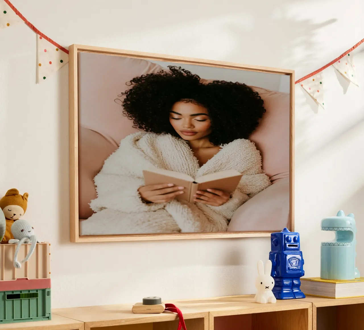 Blush Serenity tela con Cornice a cassetta da PhotoVibe Decor