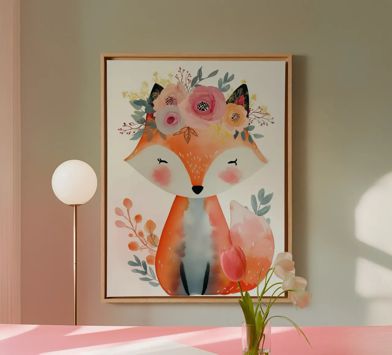 Fox for the nursery canvas with Floater frame by Imagine