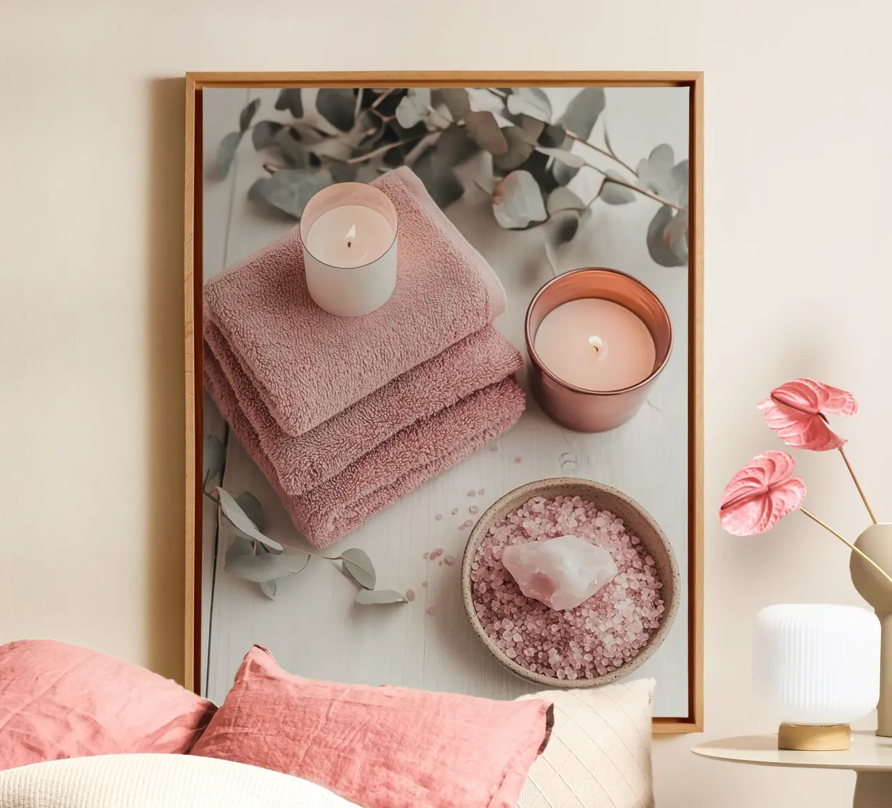 Blush Serenity tela con Cornice a cassetta da PhotoVibe Decor