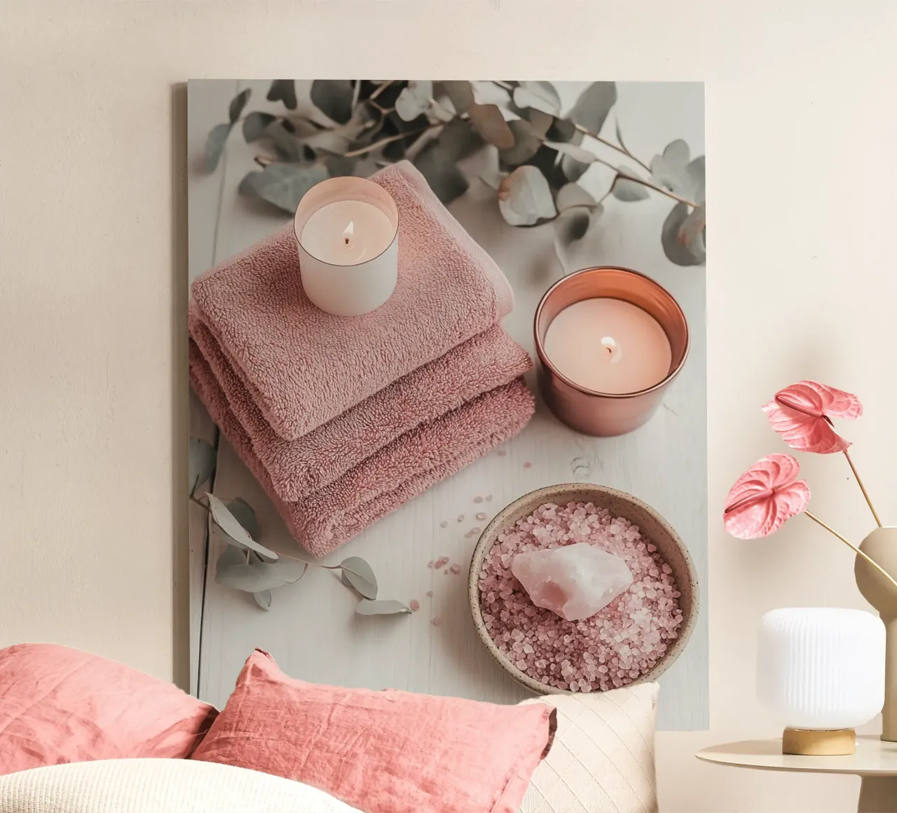 Blush Serenity tela con Cornice a cassetta da PhotoVibe Decor