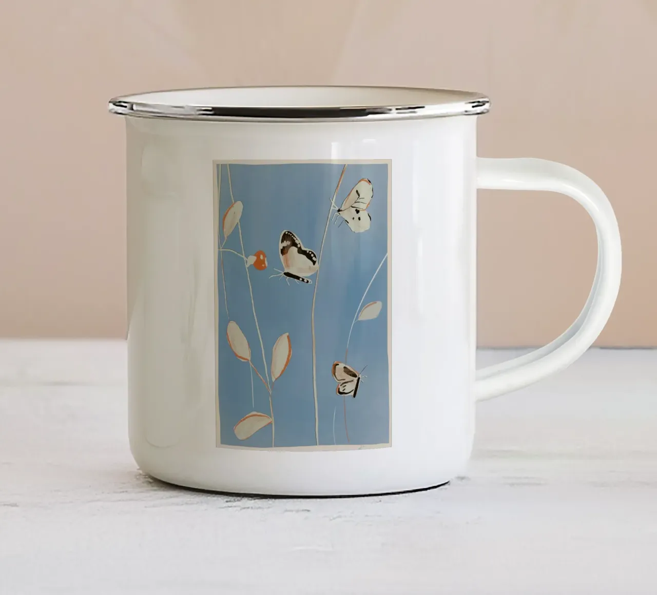 Farfalle 4 tazza in smalto da ThingDesign