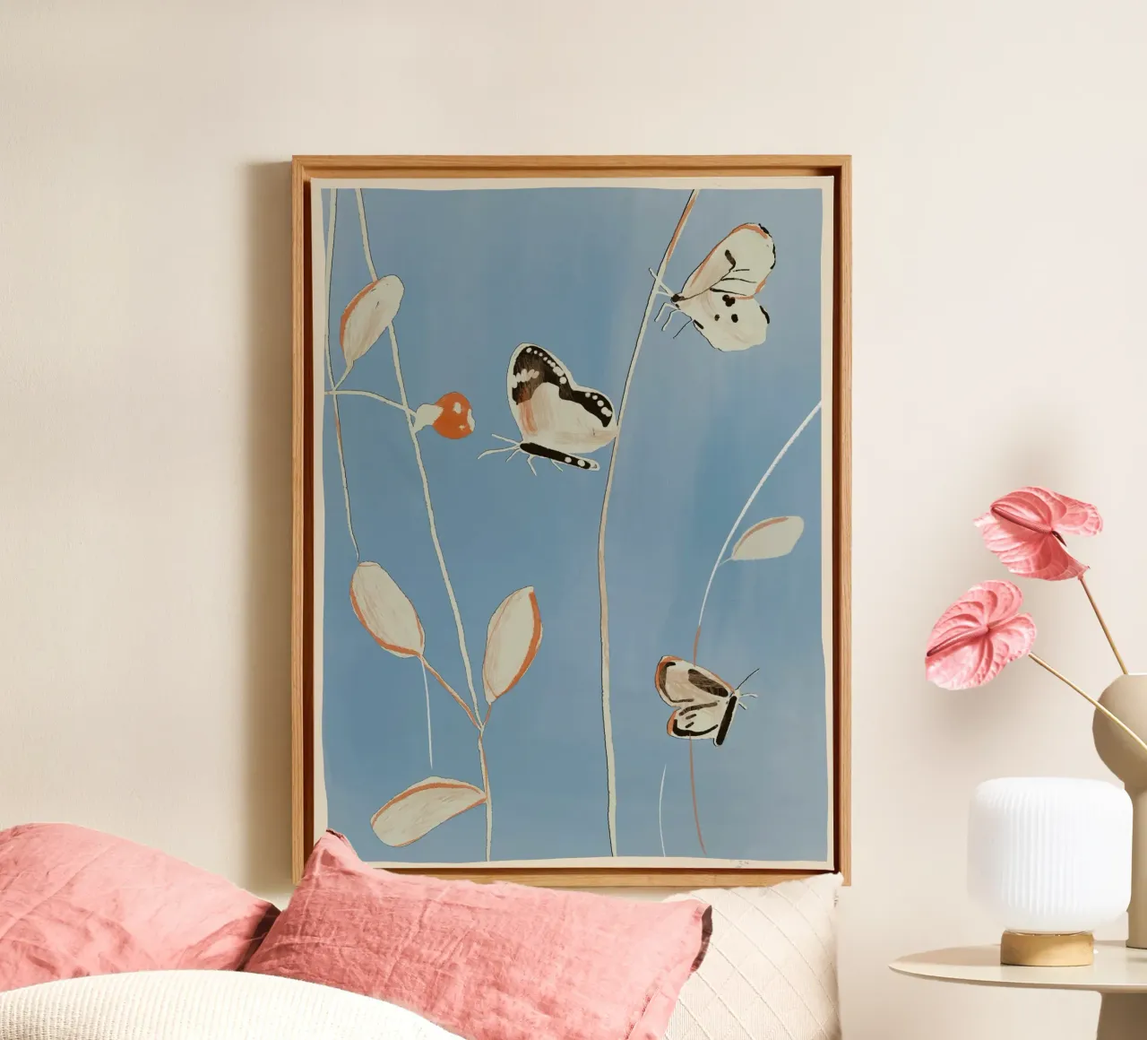Vlinders 4 canvas met Baklijst van ThingDesign