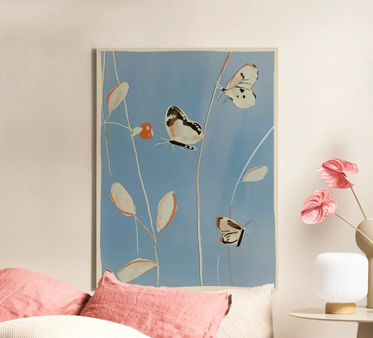 Vlinders 4 canvas met Baklijst van ThingDesign