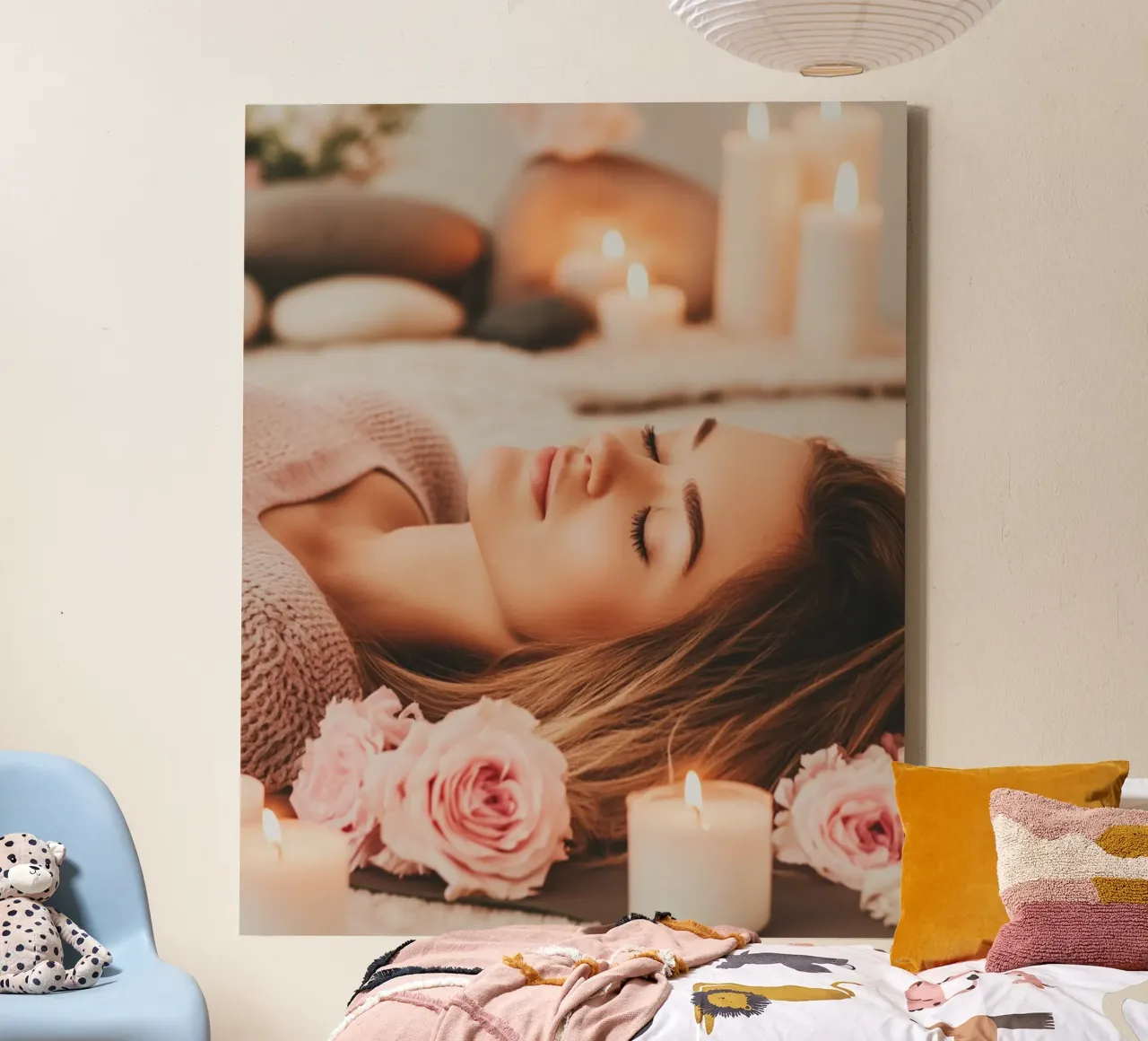 Blush Serenity tela con Cornice a cassetta da PhotoVibe Decor