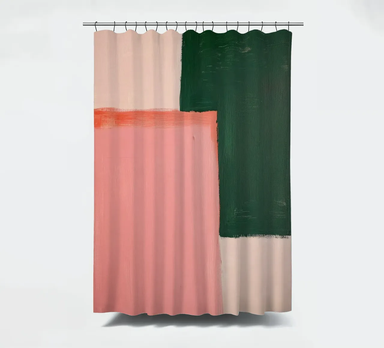 Roze & groene kleurblokken douchegordijn van Euphoria Theresa
