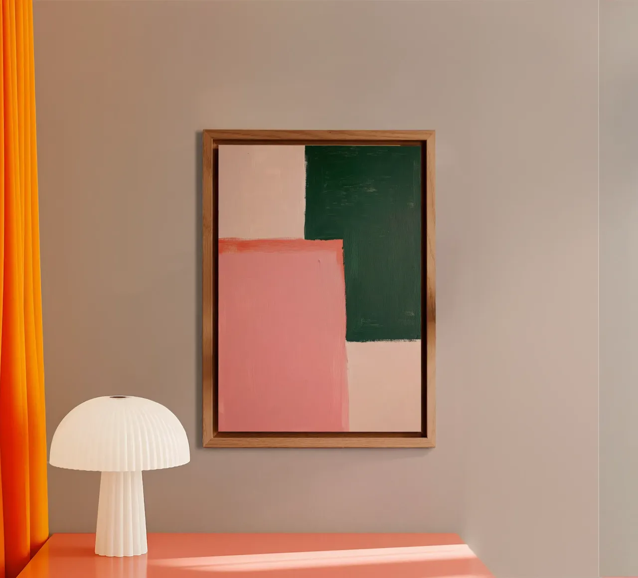 Pink & green colour blocks alu-dibond by Euphoria Theresa
