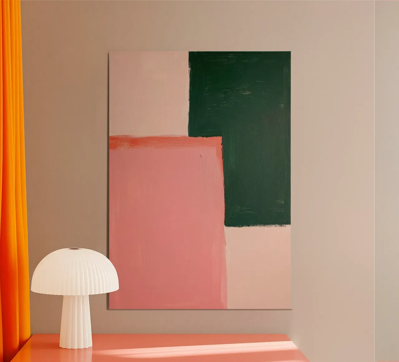 Pink & green colour blocks alu-dibond by Euphoria Theresa