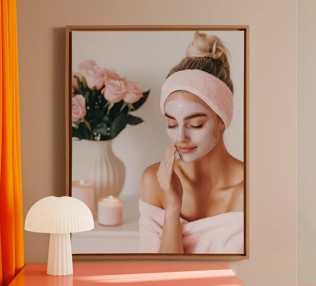 Blush Serenity tela con Cornice a cassetta da PhotoVibe Decor