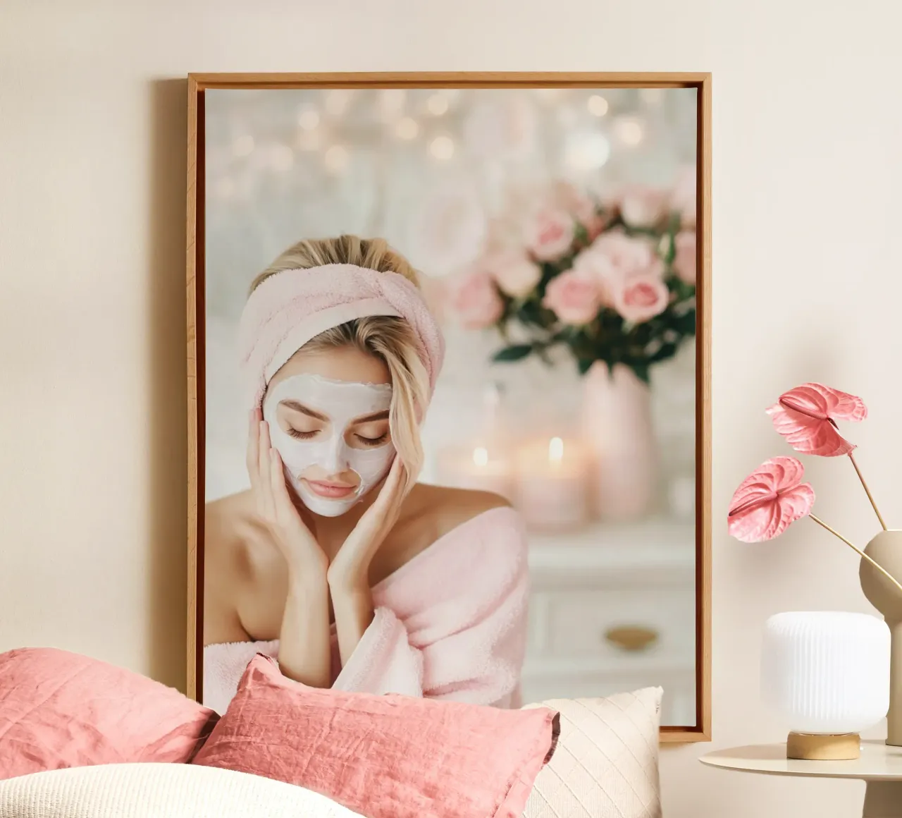 Blush Serenity tela con Cornice a cassetta da PhotoVibe Decor