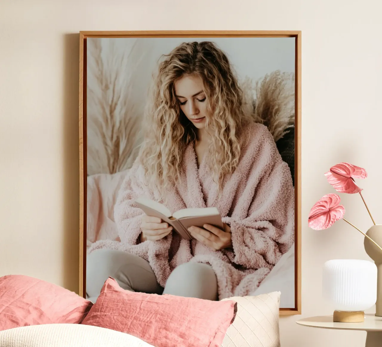 Blush Serenity tela con Cornice a cassetta da PhotoVibe Decor