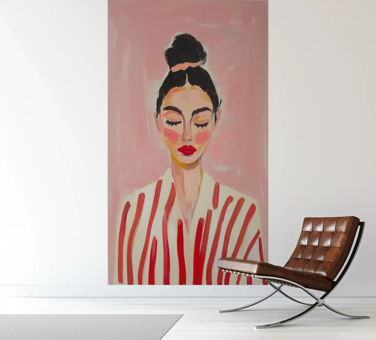 Woman with bun & stripes photo wallpaper by Euphoria Theresa